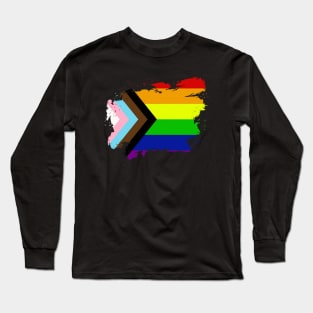 Progress Pride Rainbow Flag For Inclusivity Long Sleeve T-Shirt